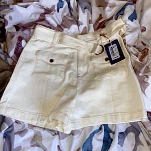 Ted baker London  ivory jean shorts with belt